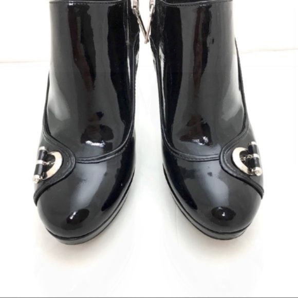 Dior by Christian Dior Ring Details Patent leather Ankle Platform Heel Boot BK - Picture 3 of 9